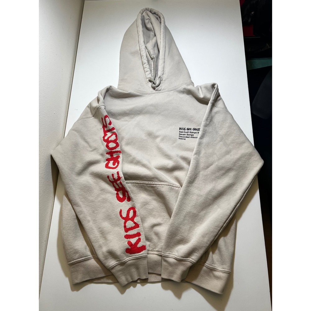 Kids See Ghosts Kanye West Kid Cudi Murakami Rap Tour Merch Hoodie M Beige